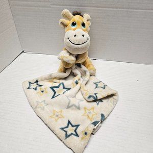 Little Beginnings Yellow White Blue Plush Giraffe Star Lovey Security Blanket